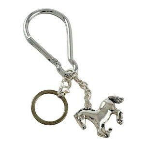 Western Cowgirl Cowboy Silver Pony Horse Rodeo Rockabilly Key Chain Ring